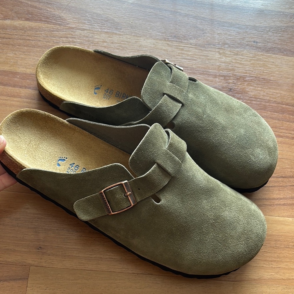 Birkenstock Olive Green Suede Loafers
